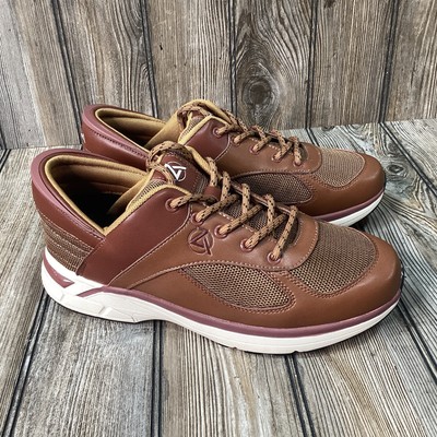 Zeba Shoes Mens Hands Free Walking Size 10.5 Brown Leather Mesh Slip On Low Top