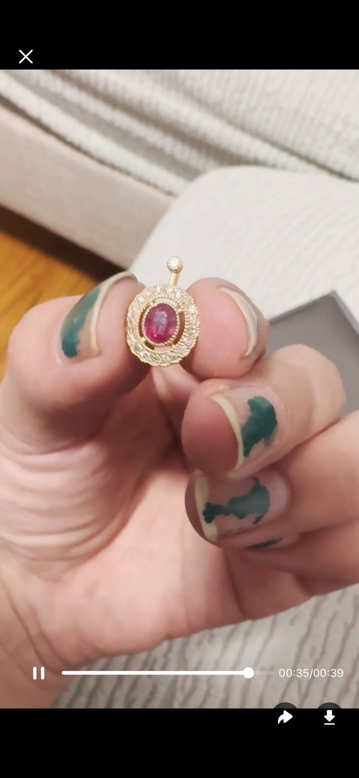 18K Solid Gold Ruby & Diamond Pendant - image 6