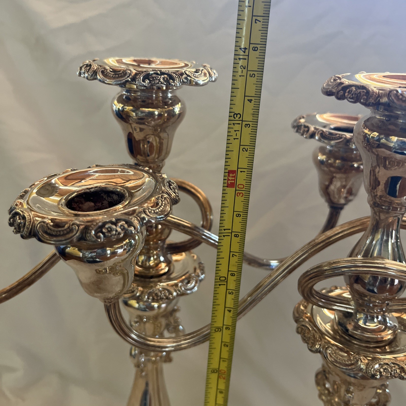 Vintage Wallace Baroque Silverplate 3 Arm Candleabras Candle Holders Set Of 2