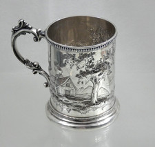 AMERICAN COIN SILVER CUP REPOUSSE ARCHITECTURAL S. Francisco California sterling