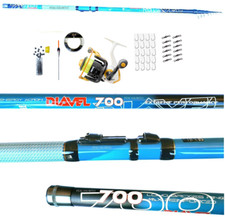 Super Kit Bolognese 5Mt Canna Diavel Mulinello Filo Pesca Passata Orata Caved TP