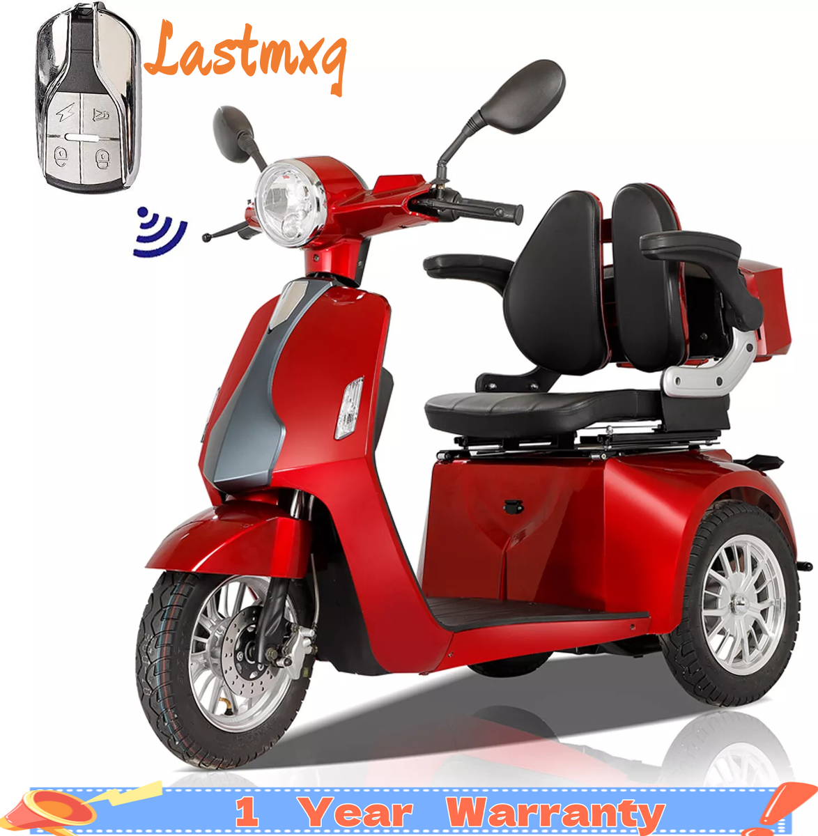 3-Wheel Heavy Duty Red Mobility Scooters 25 Miles 3-Speed 800W