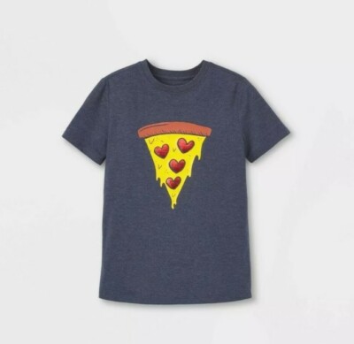 Boys Pizza Hearts Graphic Short Sleeve T-Shirt Cat & Jack Navy M 8