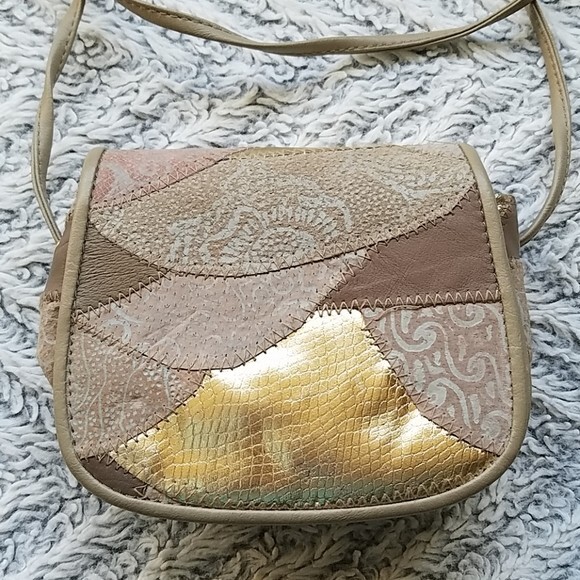 Patchwork leather pocketbook earth tones - image 1