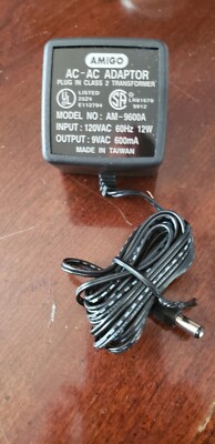Amigo AC-AC Adapter Model# AM-9600A Plug In Class 2 Transformer