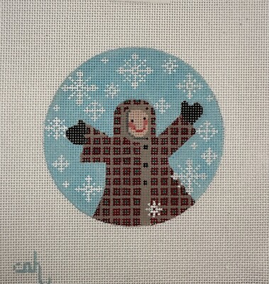 Child in Snow Hand Painted Needlepoint Ornament CH Designs Danji 18 count NEW