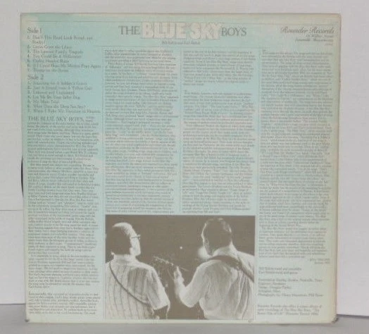 The Blue Sky Boys LP Bill and Earl Bolick 1976 Rounder Bluegrass Vinyl VG Plus - Image 3 of 3