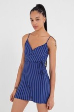Urban Outfitters Urban Renewal Striped Mini Wrap Dress XS New Blogger Boho Blue 