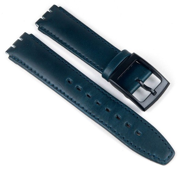 Minott Uhrenarmband Leder Band FüR Swatch 17Mm Graublau 203921706Blau-image