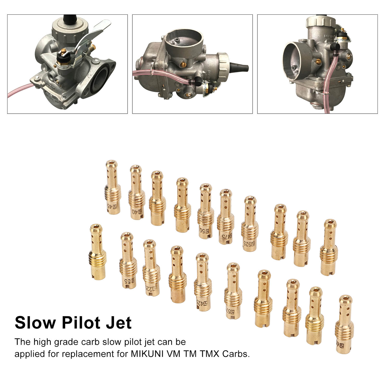 20PCS Carburetor Slow Pilot Jet Kit 12.560 Metal Replacement For MIKUNI