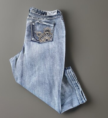 Vanilla Star Crop Pants Womens Sz 22  (42x21) Blue Denim Jeans Capri Distressed