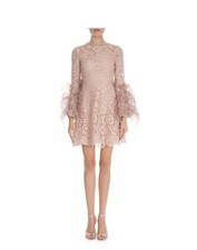 Valentino Feather-Cuff Heavy Lace Mini Dress (without feathers)