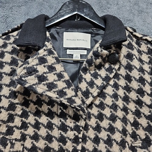 Banana Republic Italian Wool Blazer Women's Sz Small Brown Black Geometric Print