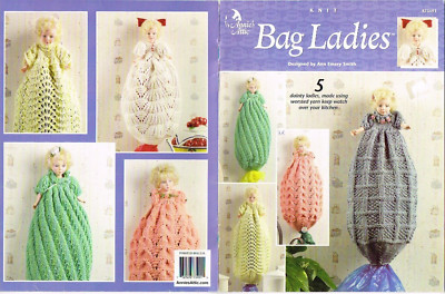 Knitting Pattern Bag Ladies Knitted Storage Dolls Annie's Attic 2002  Vintage