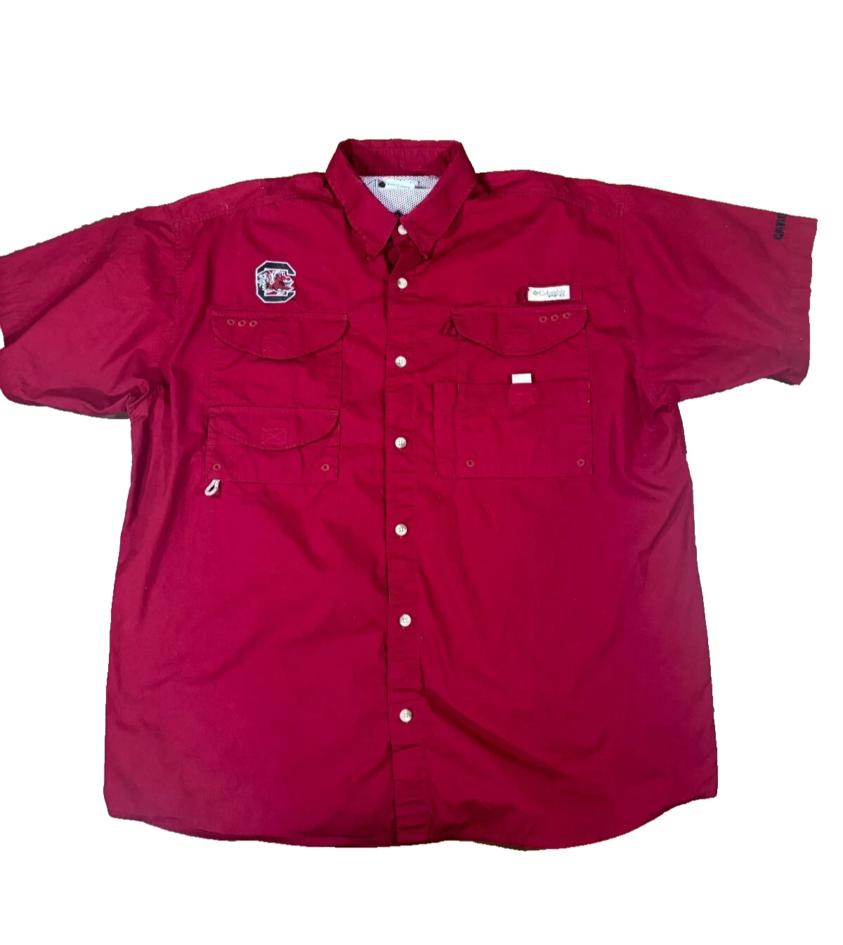 Columbia Red Casual Button Down Shirt Quick-Dry Size L