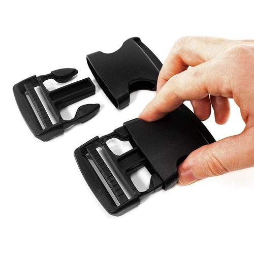20x Black Plastic Side Quick Release Buckle Clip Cord Strap Fastener Webbing Bag - Picture 3 of 4