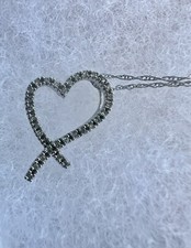 10K Diamond Heart Shape Necklace - White Gold - NEW with Tags