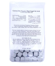 Custom Pro 10-14-8 Aquatic Plant Food Fertilizer 25 tabs for Ponds/Water Gardens