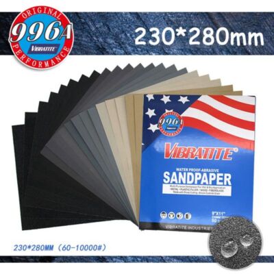 Wet and Dry Sandpaper Sanding Sheet VIBRATITE 60-10000 Grit 230x280mm Sand Paper