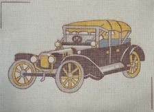 Hand-Printed 1914 FORD MODEL J Car Needlepoint Canvas 12-mesh 11.75" x 8.5"