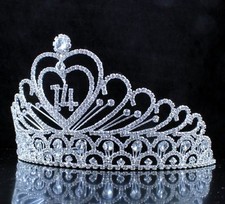 14-Year-Old Rhinestone Crystal Hair Tiara Crown 14th Birthday Party Silver T824