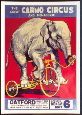 Moderne Postkarte: Der große Carmo-Zirkus - Retro Poster (Opie ROCA3). Kostenloser Versand UK