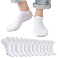 Lot of 6-12 Pairs Men's Plain Cotton Athletic Ankle Socks Low Top 36-42 Yards