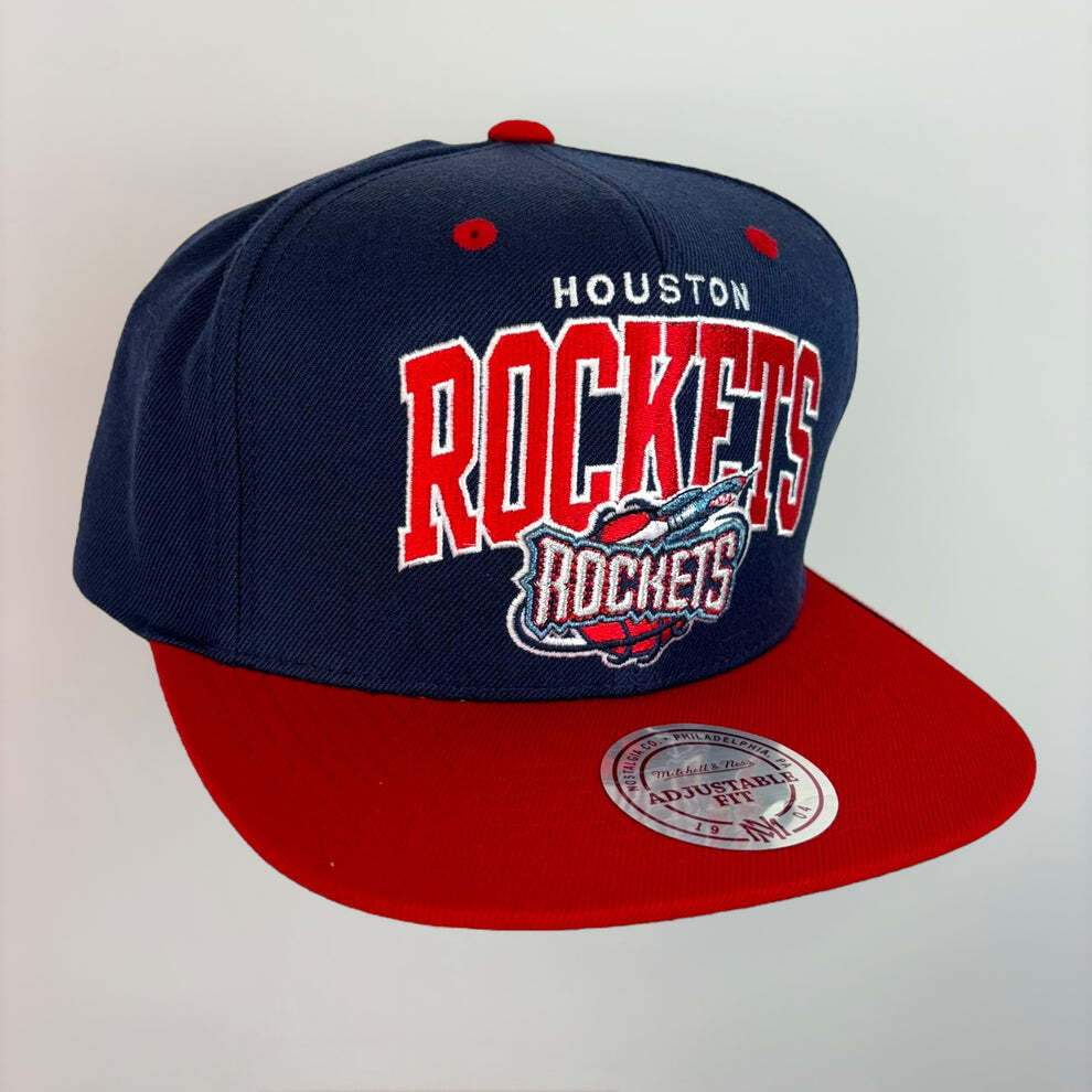 Mitchell & Ness HWC NBA Houston Rockets Team Arch Embroidered Snapback Hat Navy