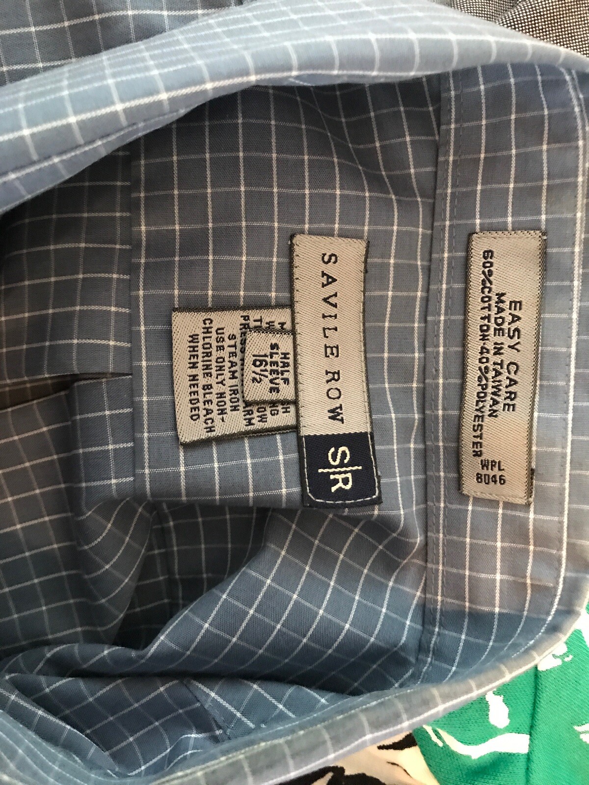 FILA Camicia Savile Row uomo 16 1 2 blu ardesia a quadri facile cura tutti i giorni nuova senza etichette
