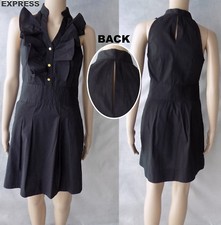 NWOT Express! Stretch Shirt Dress w/Gold Buttons & KeyHole, Black, Size 4