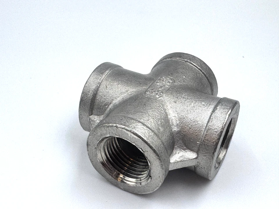 STAINLESS STEEL 4 WAY 3/8" NPT PIPE CROSS UNION  HEAVY DUTY CAST CLASS 150 - Image 2 of 3