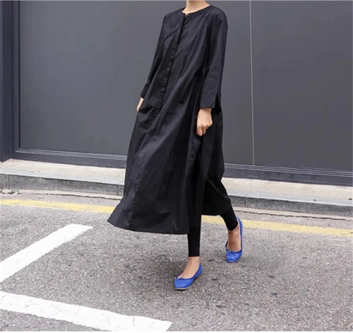 Lockeres Damen-Shirtkleid Übergröße Overknee japanisches lässiges langes Kleid - Bild 23 von 26