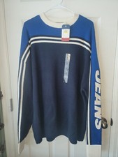 NWT Womans Oversize Tommy Hilfiger Racing Stripe Sweater W/ Sleeve Hits SZ M