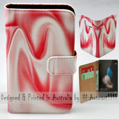 For Huawei Series - Pink Satin Theme Print Wallet Mobile Phone Case Cover