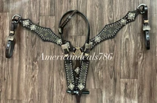 Western Brown Leather Bling Tack Set With Inlay & Crystal Studded Stones