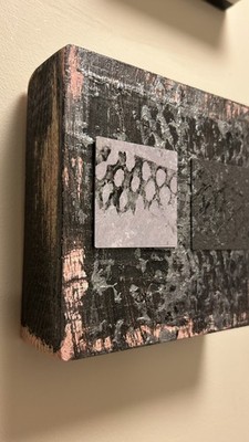 Holz Gemälde 12 cm Unikat Kunst Handarbeit Stück Wohndeko Minimalistischer Stil Eiche