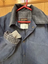 Vtg Walls Zero Zone Denim Chore Jacket Sz L Insulated Pockets Snaps Heavy