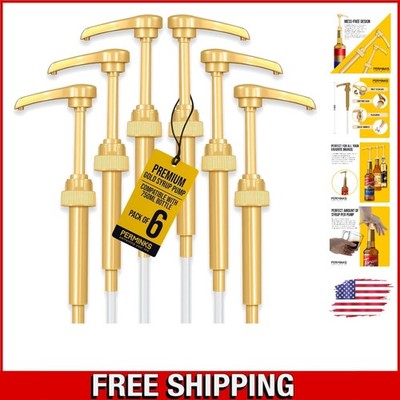 Luxury 6-Pack Gold Syrup Dispensers - Perfect Fit for 750ml Coffee Syrup Bottles