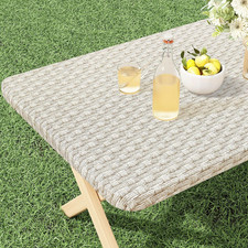 Rectangle Vinyl Tablecloth, Fitted Table Cover, 100 Waterproof, Elastic Edge, P