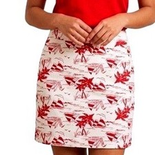 Talbots NWOT 12 Red White Nautical Sailboat Palm Tree A-Line Skirt Lined