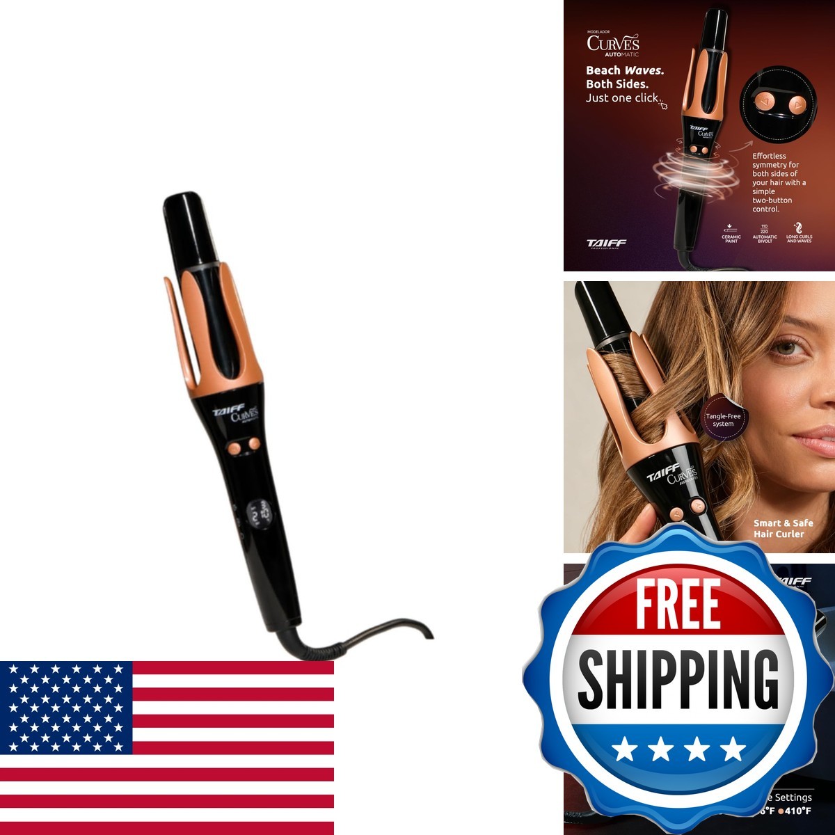 Taiff Automatic Curling Iron 1" Rotating Barrel Ion Technology PTC Heating 3