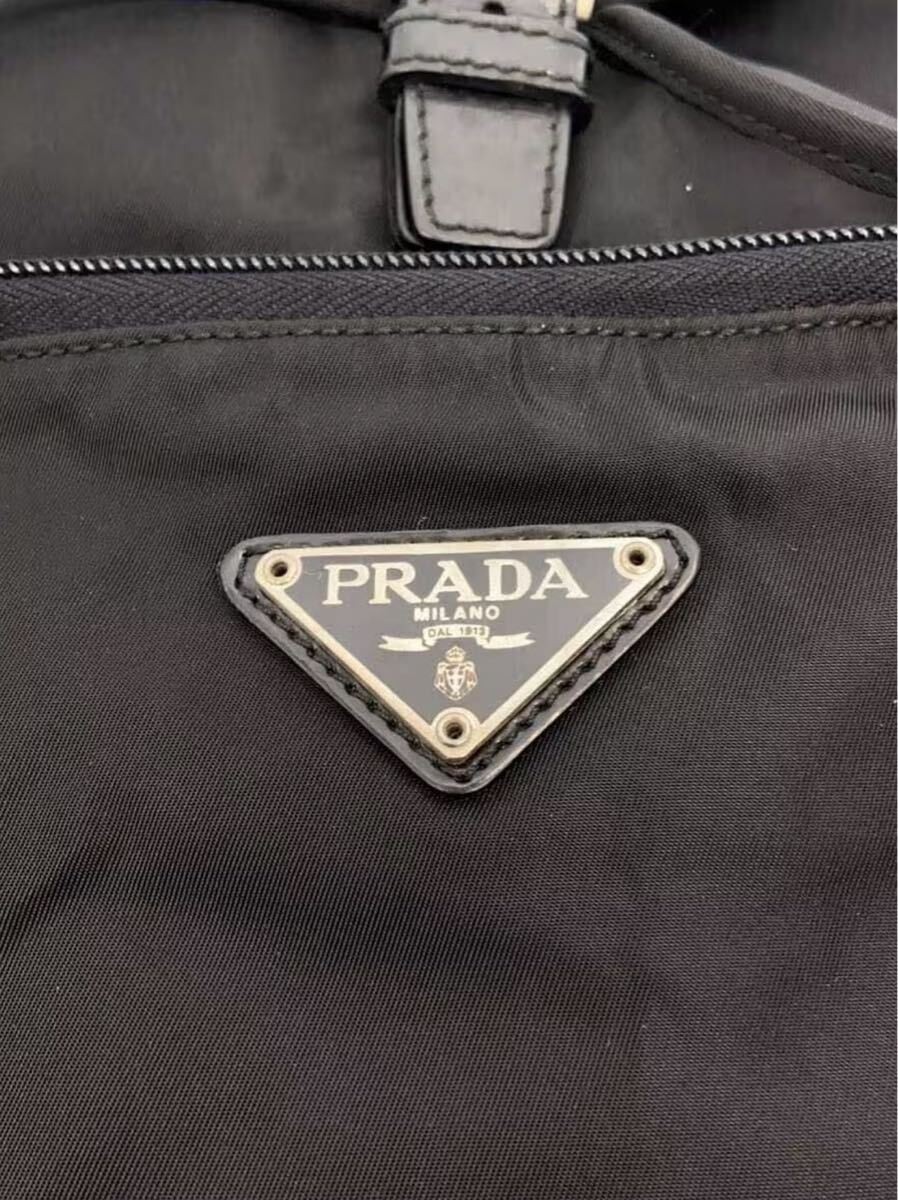PRADA Backpack Tesuto Nylon Triangle Plate Triangle Logo Black Men s Ladies from thumbnail 5