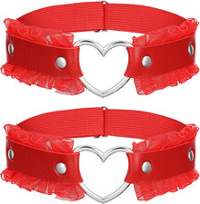 2Pcs Lace Heart-Shaped Thigh Garter, Elastic Thigh Ring Garters Adjustable, Gart