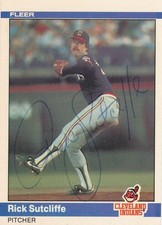 RICK SUTCLIFFE SIGNED 1984 FLEER BASEBALL CARD #551 BECKETT COA INDIANS