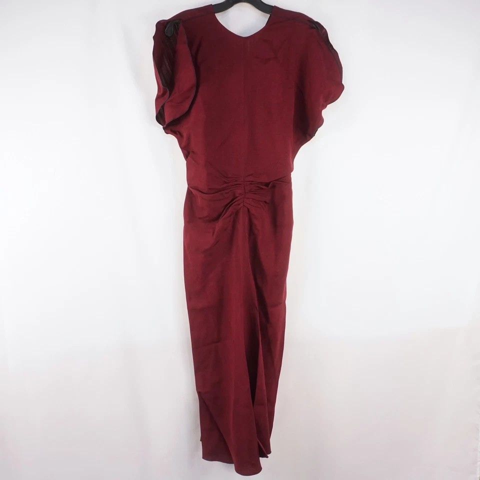 Victoria Beckham Viscose Melange Gathered Waist Midi Dress in Port US Size 6 - Image 2 of 4