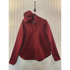 Columbia Womens Red Chevron Fleece Snap Hoodie Pullover Large Outdoor Cozy
