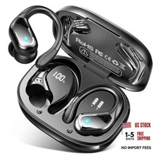 Wireless Earbud, 75Hrs Bluetooth 5.4 Headphones IP7 Waterproof for Sport, Black