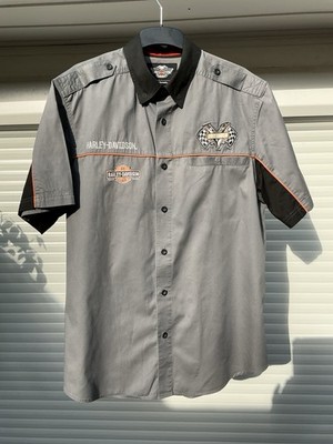 Harley Davidson Kurzarm Hemd Größe L in grau/schwarz