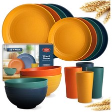 Kids-Friendly Wheat Straw Dinner Set, Autumn Multicolor