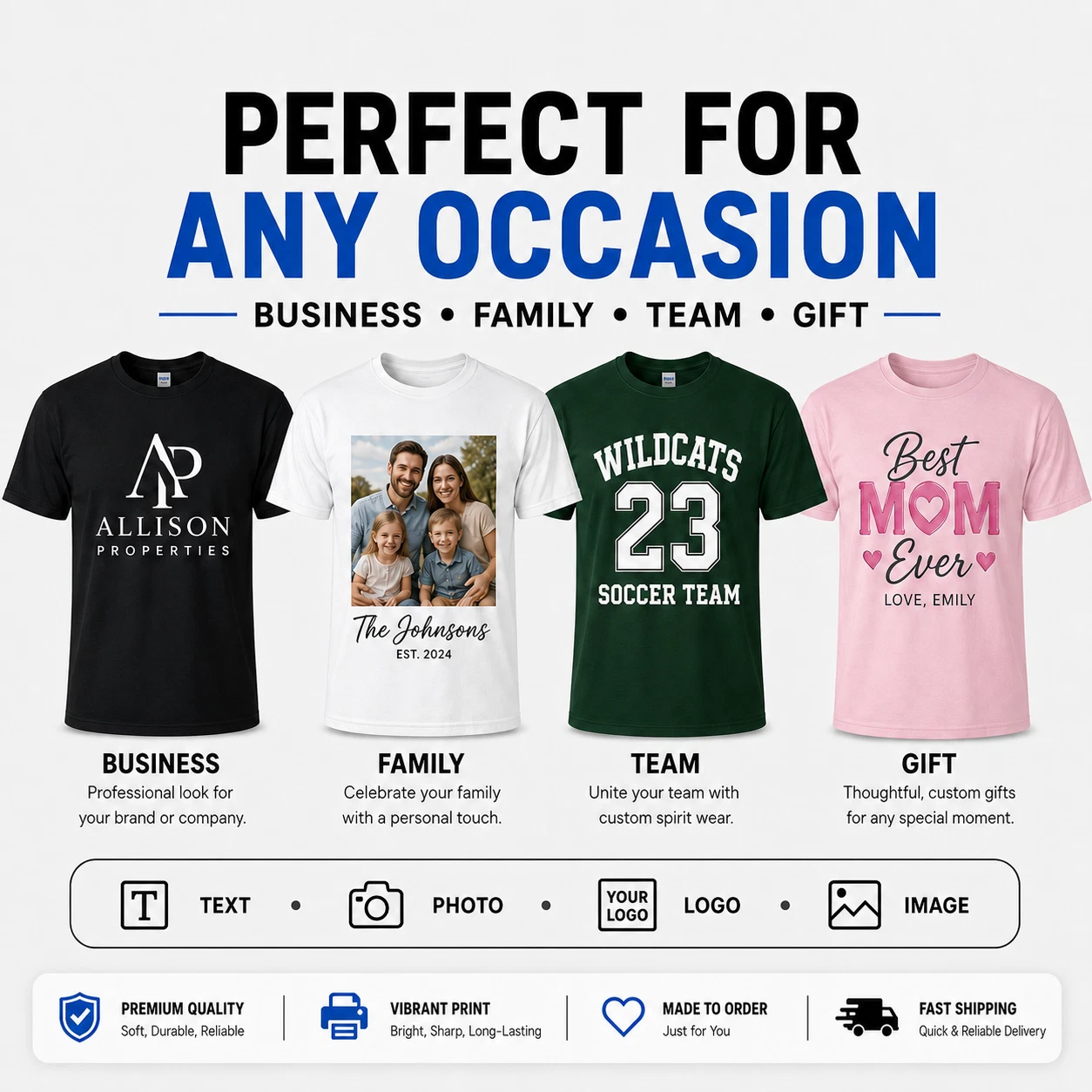 Custom T-Shirt Men’s Personalized tee Name Text Logo S-5XL 1 3 6 Pack Wholesale image 3